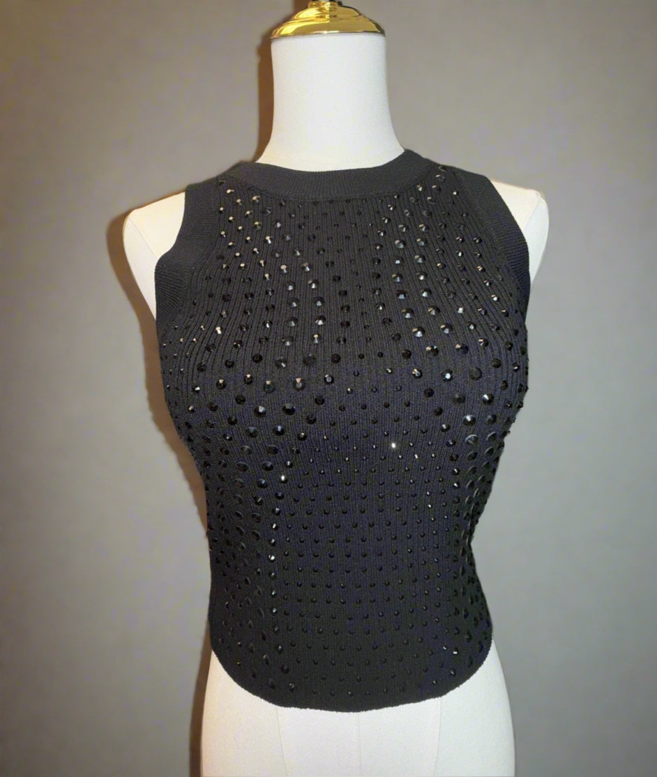 black gemstone cropped top