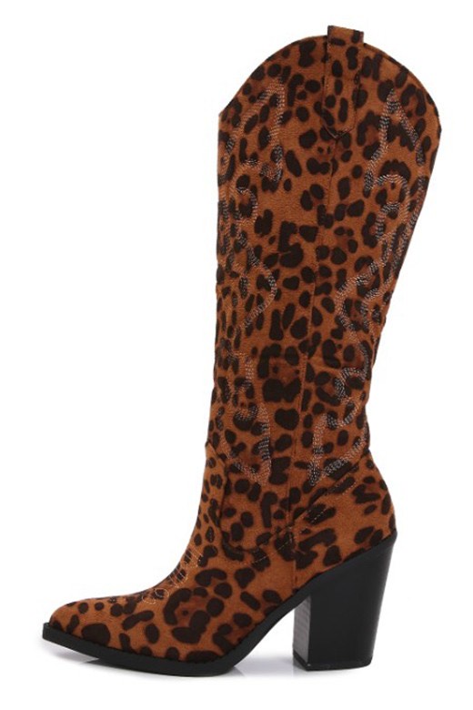 leopard print cow girl boots