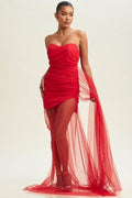 Red formal lace