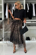 leopard print lace skirt